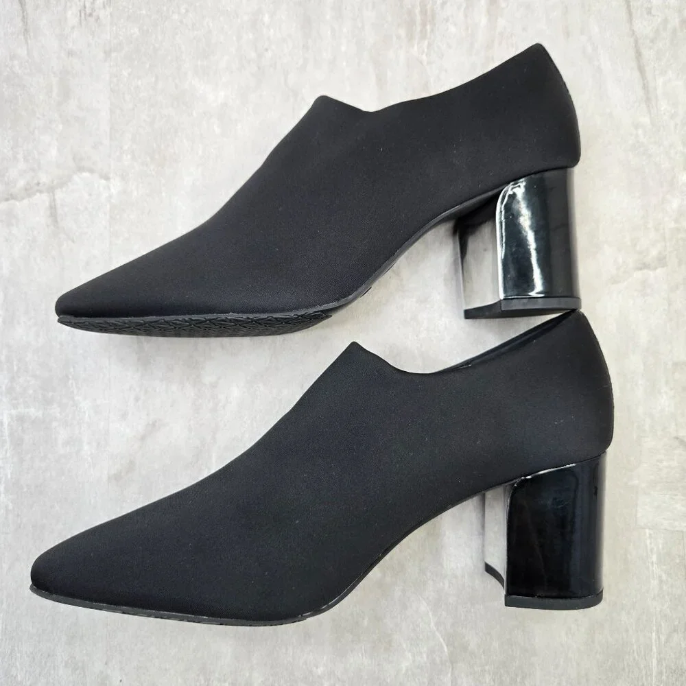 Donald Pliner Ankle Boots Sz 10 Black Sleek Minimalist Dressy Block Heel Booties